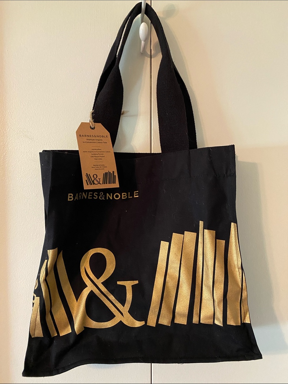 Barnes & Noble Black Tote with Gold Book Graphic